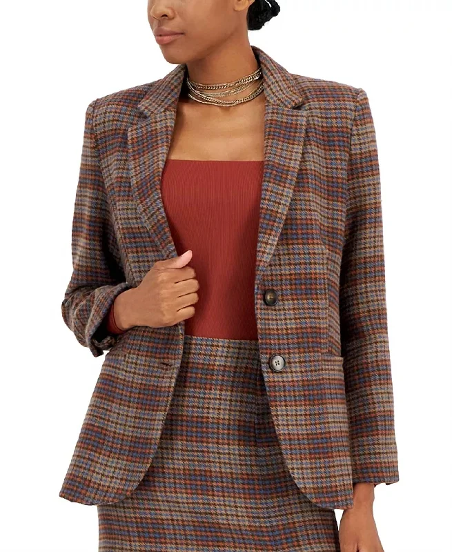 Plus Size Women's Sequin - Embellished Blazers in Silver for a Glamorous PartyLark Blazer In Brown