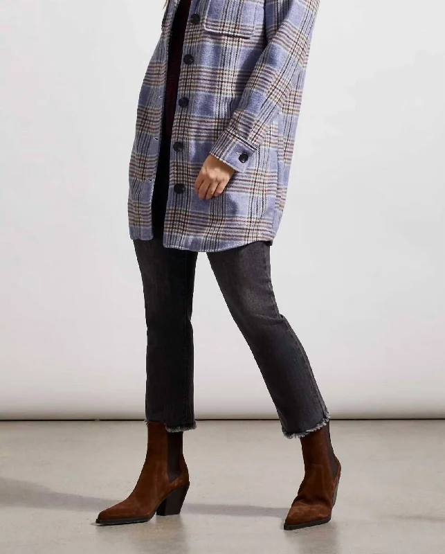 Women's Tailored Stretch Blazers in Navy Blue for Business MeetingsLong Plaid Jacket In Blue Lake Women's Tailored Stretch Blazers in Navy Blue for Business MeetingsLong Plaid Jacket In Blue Lake