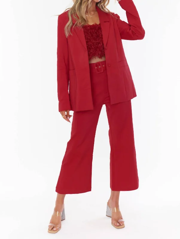 Single - Breasted Women's Linen Blend Blazers in Earth Tones for Casual WearMajor Blazer In Red Suit Single - Breasted Women's Linen Blend Blazers in Earth Tones for Casual WearMajor Blazer In Red Suit