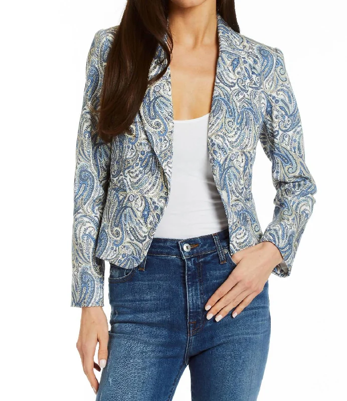 Women's Notched Lapel Blazers in Beige for a Timeless OutfitMilo Paisley Blazer In Bluebird Women's Notched Lapel Blazers in Beige for a Timeless OutfitMilo Paisley Blazer In Bluebird