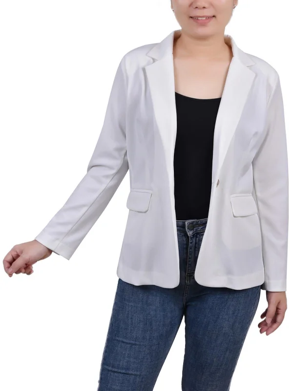 Single - Breasted Women's Corduroy Blazers in Mustard Yellow for an Autumn VibePetites Womens Collar Polyester One-Button Blazer
