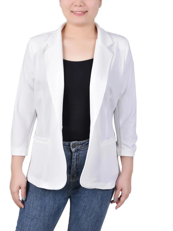 Plus Size Women's Embroidered Blazers in Floral Patterns for a Feminine TouchPetites Womens Stretch Scuba One-Button Blazer Plus Size Women's Embroidered Blazers in Floral Patterns for a Feminine TouchPetites Womens Stretch Scuba One-Button Blazer