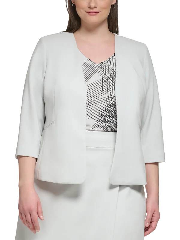 Plus Size Women's Ruffled Blazers in Pink for a Girly and Fashionable LookPlus Womens Collarless f Open-Front Blazer Plus Size Women's Ruffled Blazers in Pink for a Girly and Fashionable LookPlus Womens Collarless f Open-Front Blazer