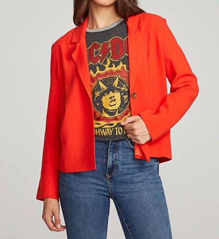 Single - Breasted Women's Corduroy Blazers in Mustard Yellow for an Autumn VibeSantana Blazer In Red