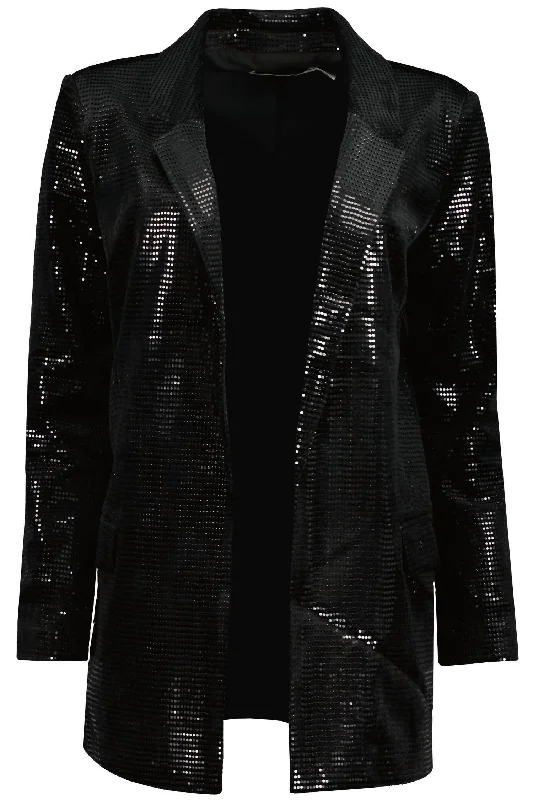 Women's Tailored Stretch Blazers in Navy Blue for Business MeetingsSteal The Night Sequin Blazer In Black Women's Tailored Stretch Blazers in Navy Blue for Business MeetingsSteal The Night Sequin Blazer In Black