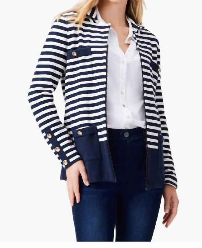 Oversized Women's Checkered Blazers in Black and White for a Trendy StyleStriped City Charm Knit Blazer In Indigo Multi Oversized Women's Checkered Blazers in Black and White for a Trendy StyleStriped City Charm Knit Blazer In Indigo Multi