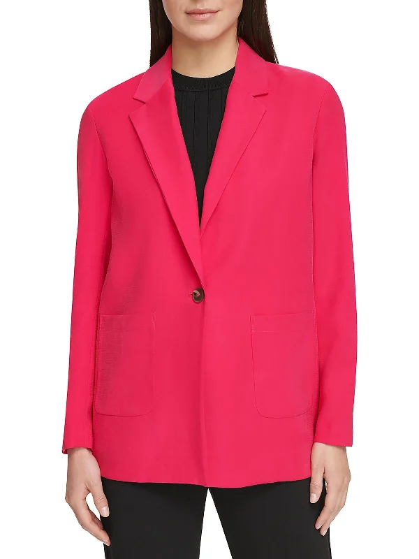 Plus Size Women's Faux Fur - Trimmed Blazers in Black for a Luxurious LookWomens Button Twill One-Button Blazer Plus Size Women's Faux Fur - Trimmed Blazers in Black for a Luxurious LookWomens Button Twill One-Button Blazer