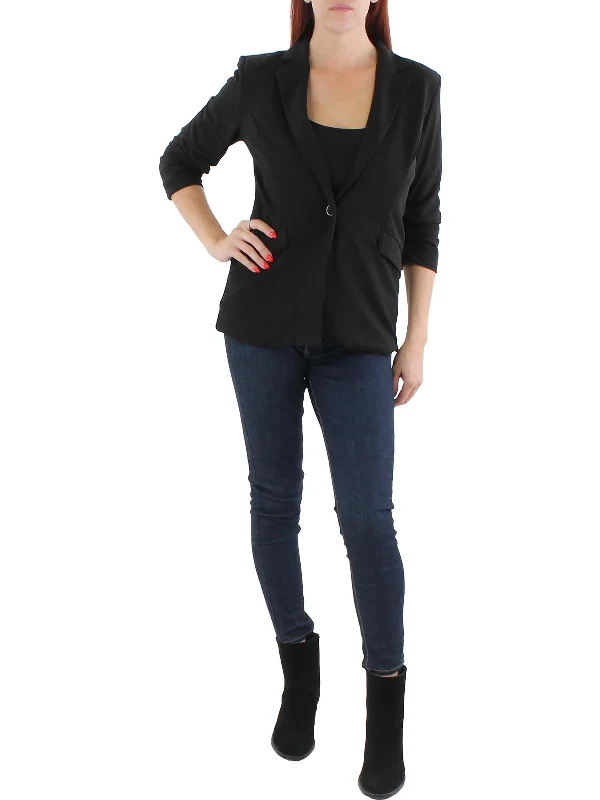 Women's Notched Lapel Blazers in Beige for a Timeless OutfitWomens Crepe Ruched One-Button Blazer Women's Notched Lapel Blazers in Beige for a Timeless OutfitWomens Crepe Ruched One-Button Blazer
