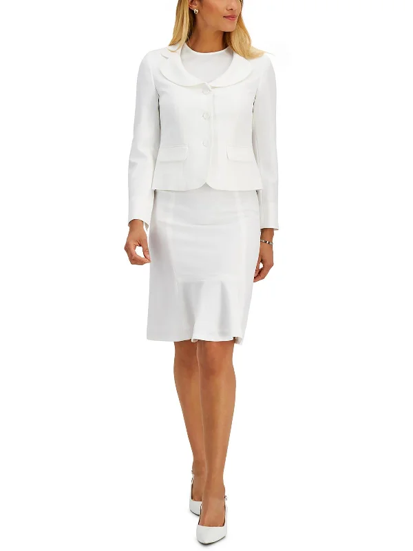 Double - Breasted Women's Leather Blazers in Taupe for an Edgy LookWomens Crepe Three Button Skirt Suit Double - Breasted Women's Leather Blazers in Taupe for an Edgy LookWomens Crepe Three Button Skirt Suit