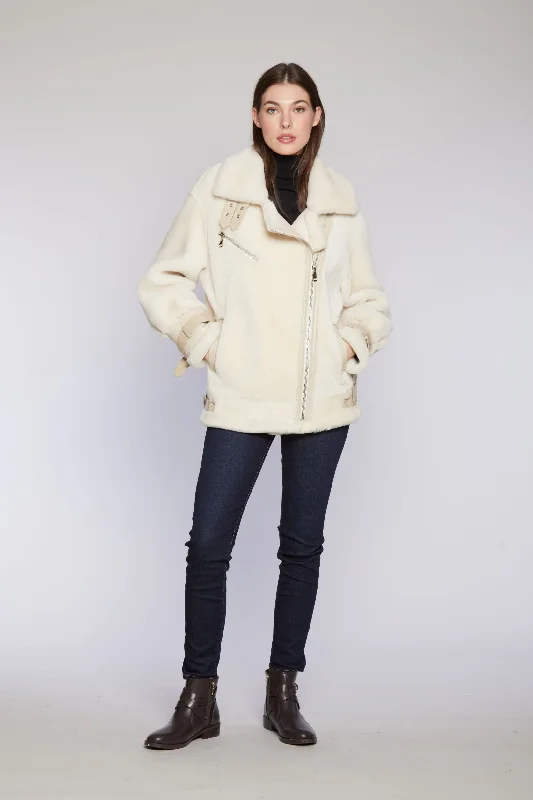 #126 Plush Shearling Moto Jacket    $500