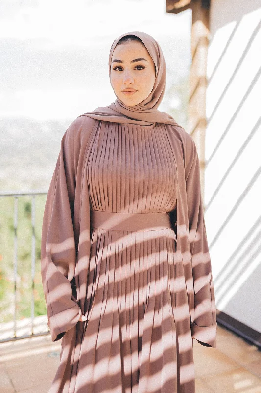 floral print women cardigan for a feminine touchAdina Pleat Abaya Set- Desert Rose