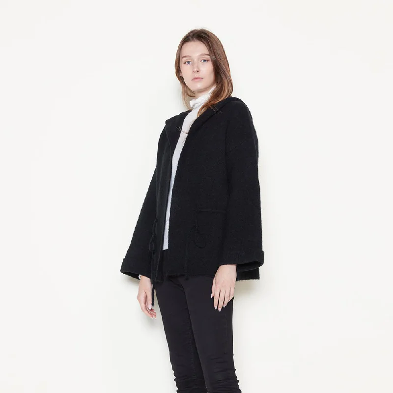 color block women cardigan with bold huesAdjustable Waist Hoodie Cardigan