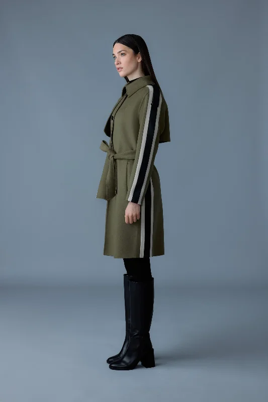 Women's longline double - breasted camel coats for a sophisticated lookALIZA