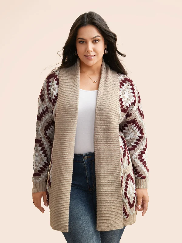 lightweight women cardigan for spring and fallBandana Geometric Lapel Collar Cardigan lightweight women cardigan for spring and fallBandana Geometric Lapel Collar Cardigan
