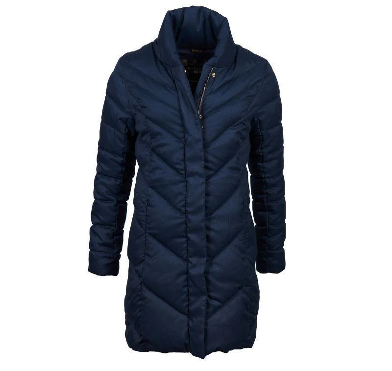 Quilted down women's coats with removable hoods for outdoor activitiesBarbour Barmack Ladies Quilted Jacket - Navy Herringbone Quilted down women's coats with removable hoods for outdoor activitiesBarbour Barmack Ladies Quilted Jacket - Navy Herringbone