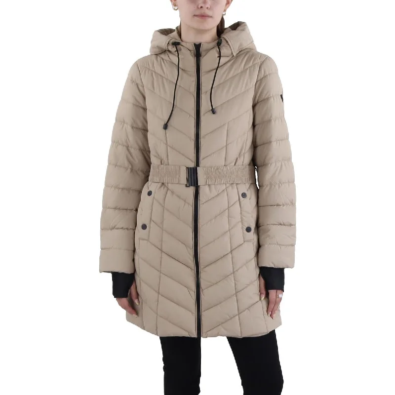 Womens Hooded Midi Parka Coat