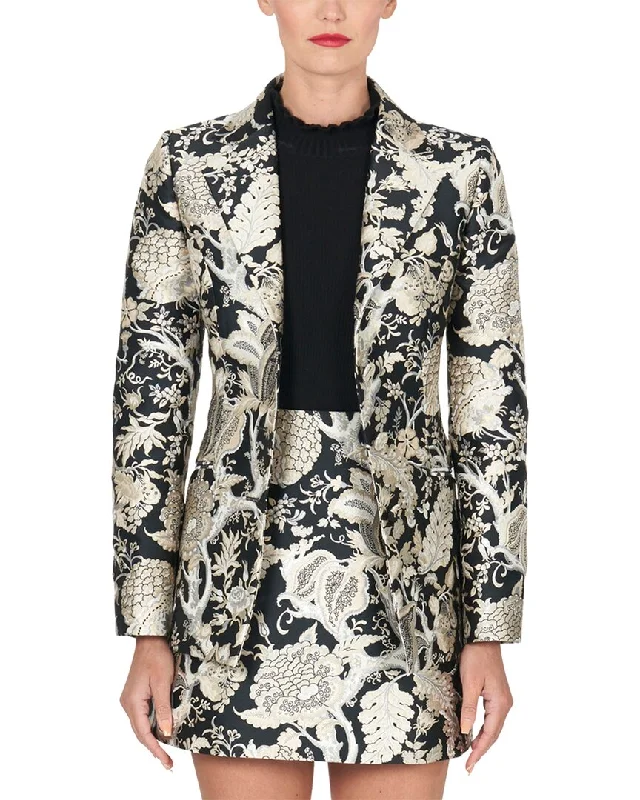 Women's knee - length wool blend coats with a fur collar for added warmthCarolina Herrera Notch Lapel Jacket Women's knee - length wool blend coats with a fur collar for added warmthCarolina Herrera Notch Lapel Jacket