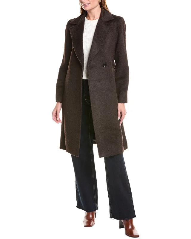 Checkered women's wool coats in a classic pattern for a timeless styleSofiacashmere Belted Alpaca & Wool-Blend Coat Checkered women's wool coats in a classic pattern for a timeless styleSofiacashmere Belted Alpaca & Wool-Blend Coat