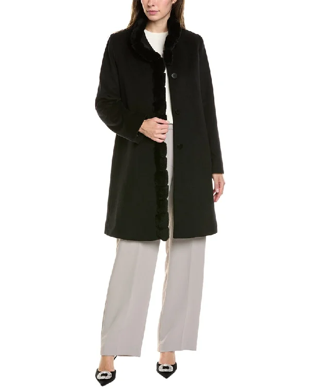 Women's long - sleeve wool coats in a houndstooth pattern for a classic charmFleurette Long Wool-Blend Coat Women's long - sleeve wool coats in a houndstooth pattern for a classic charmFleurette Long Wool-Blend Coat
