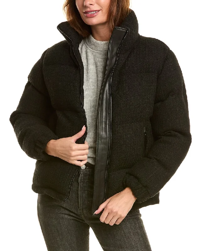 Hooded women's puffer coats in neon colors for high - visibility sportsThe Kooples Tweed Puffer Coat Hooded women's puffer coats in neon colors for high - visibility sportsThe Kooples Tweed Puffer Coat