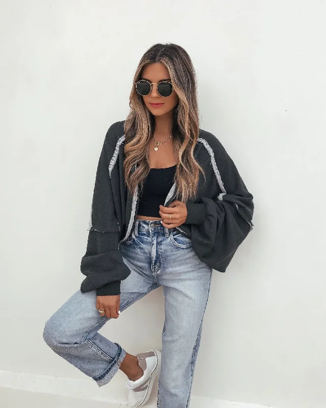 boyfriend style women cardigan for a relaxed fitBlack Contrast Shrug Cardigan