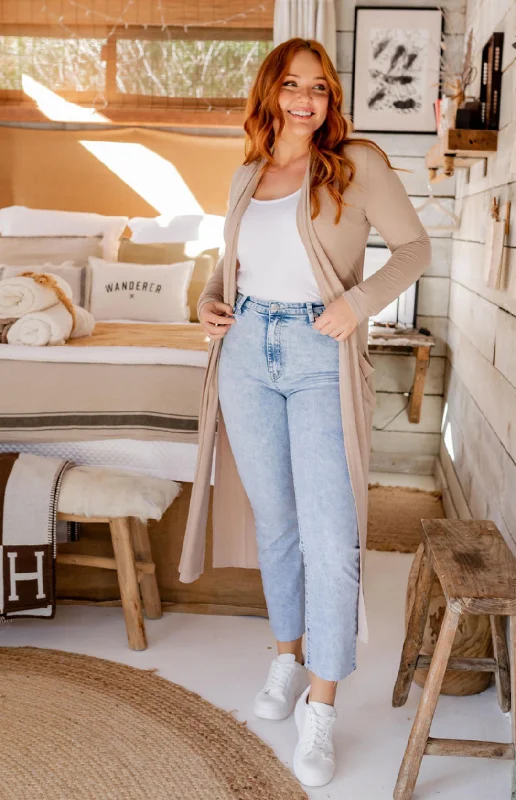 v neck women cardigan to elongate the necklineJane Cardigan in Stone