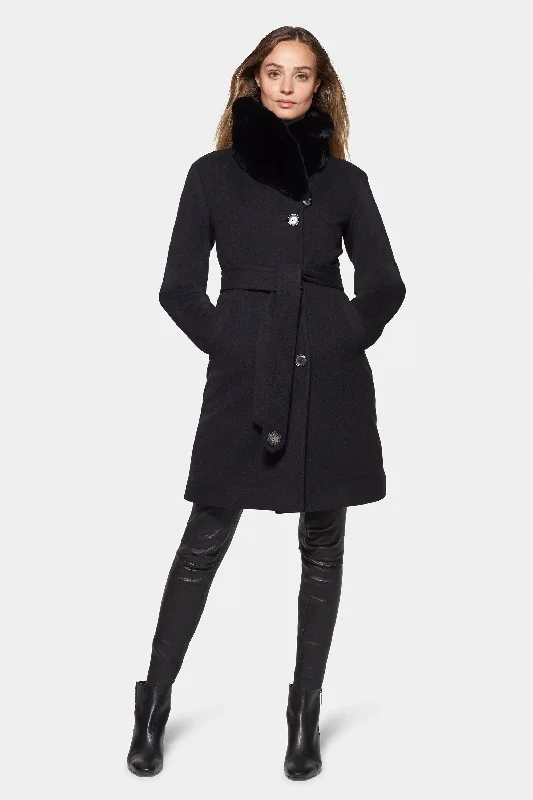 Shearling - lined women's leather coats for ultimate warmth and luxuryCity Coat with Fur, Black