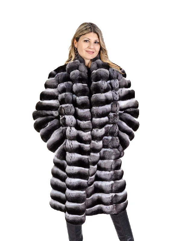 Hooded women's puffer coats in neon colors for high - visibility sportsChinchilla Stroller Hooded women's puffer coats in neon colors for high - visibility sportsChinchilla Stroller