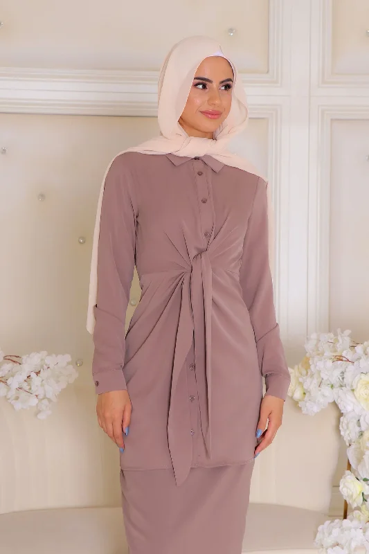 plus size women cardigan for comfortable layeringNia Wrap Top- Mink