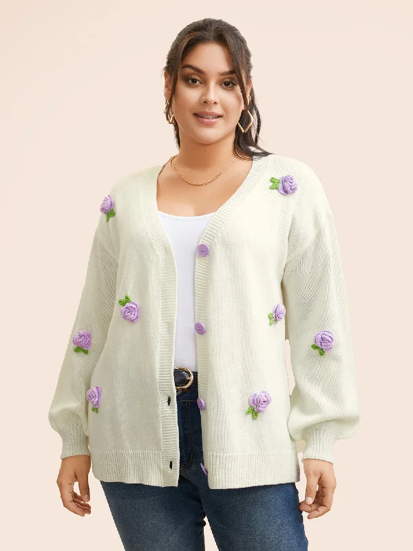oversized women cardigan for a trendy and cozy lookCrochet Floral Contrast Button Up Cardigan oversized women cardigan for a trendy and cozy lookCrochet Floral Contrast Button Up Cardigan