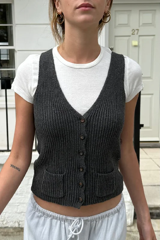 cropped women cardigan to pair with high - waisted jeansElizabeth Wool Button Vest