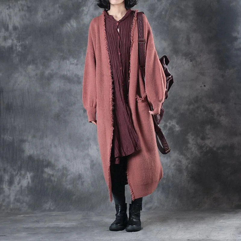 Women's long - sleeve wool coats in a houndstooth pattern for a classic charmFashion Red Sweater Coat Loose Fitting Cardigans Winter Coat Fashion Wool Jackets Women's long - sleeve wool coats in a houndstooth pattern for a classic charmFashion Red Sweater Coat Loose Fitting Cardigans Winter Coat Fashion Wool Jackets