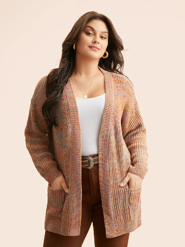 v neck women cardigan to elongate the necklineHeather Patch Pocket Drop Shoulder Cardigan v neck women cardigan to elongate the necklineHeather Patch Pocket Drop Shoulder Cardigan