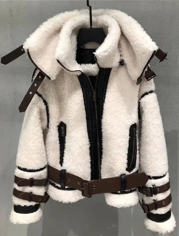 Petite women's wool blend coats with a tailored fit for a flattering silhouetteLamb Wool Sheep Searing Fur Jacket With Stand Up Collar Petite women's wool blend coats with a tailored fit for a flattering silhouetteLamb Wool Sheep Searing Fur Jacket With Stand Up Collar