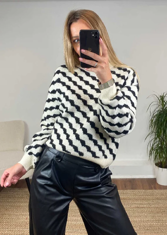 floral print women cardigan for a feminine touchLara Wavy Stripe Jumper