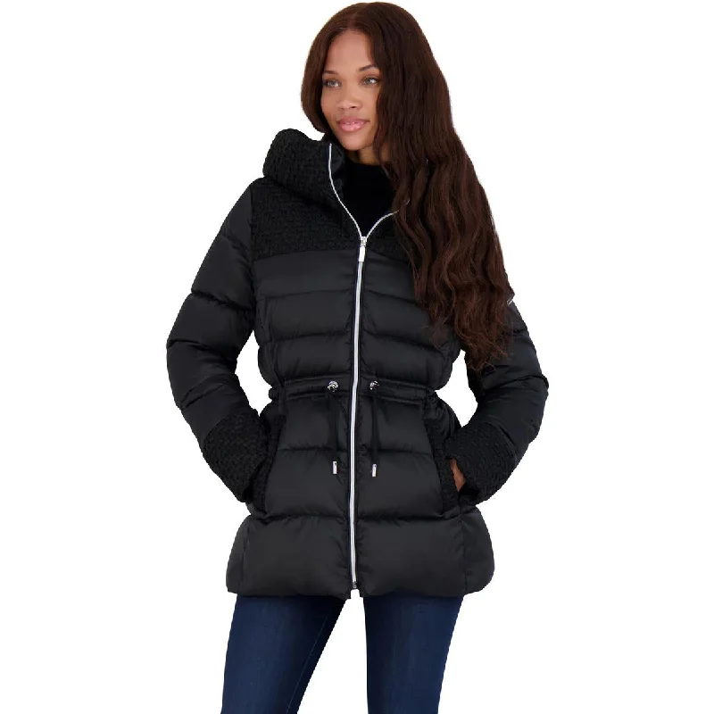 Mid - length women's down coats in a slim fit for a modern and sleek appearanceLaundry by Shelli Segal Women’s Quilted Tweed Detail Cinched Waist Puffer Coat Mid - length women's down coats in a slim fit for a modern and sleek appearanceLaundry by Shelli Segal Women’s Quilted Tweed Detail Cinched Waist Puffer Coat