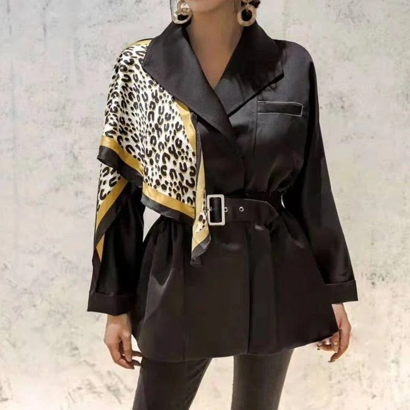 Oversized women's wool coats in a monochromatic look for a trendy outfitLeopard Print Shoulder Belted Windbreaker Jacket Oversized women's wool coats in a monochromatic look for a trendy outfitLeopard Print Shoulder Belted Windbreaker Jacket