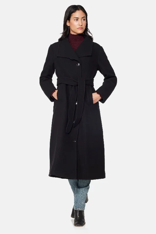 Women's longline double - breasted camel coats for a sophisticated lookLong City Coat, Black Women's longline double - breasted camel coats for a sophisticated lookLong City Coat, Black