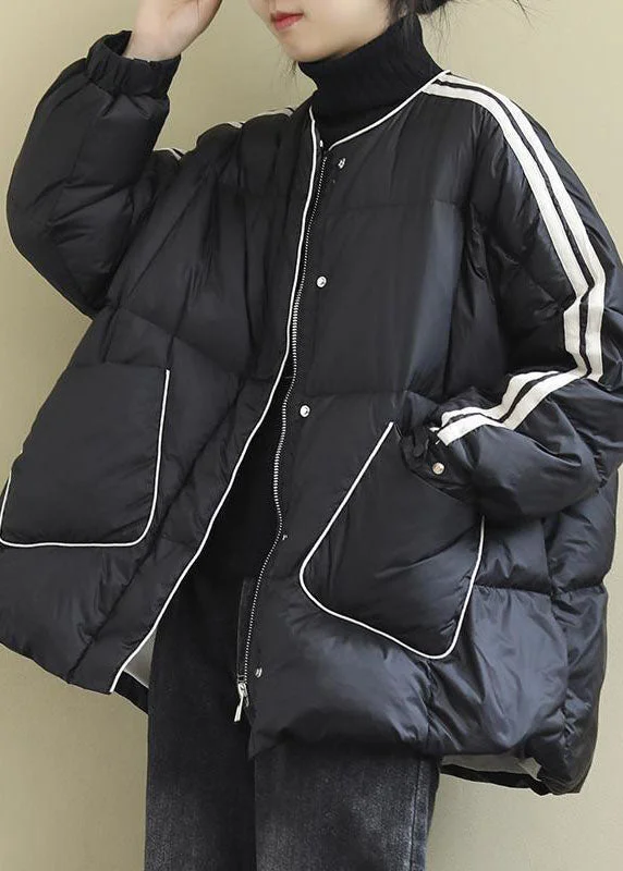 Water - resistant women's trench coats with adjustable cuffs for rainy daysLoose Black zippered Pockets Loose Winter Duck Down Coat Water - resistant women's trench coats with adjustable cuffs for rainy daysLoose Black zippered Pockets Loose Winter Duck Down Coat