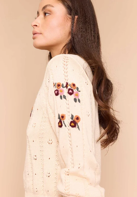 cropped women cardigan to pair with high - waisted jeansPullover Ryan Ecru
