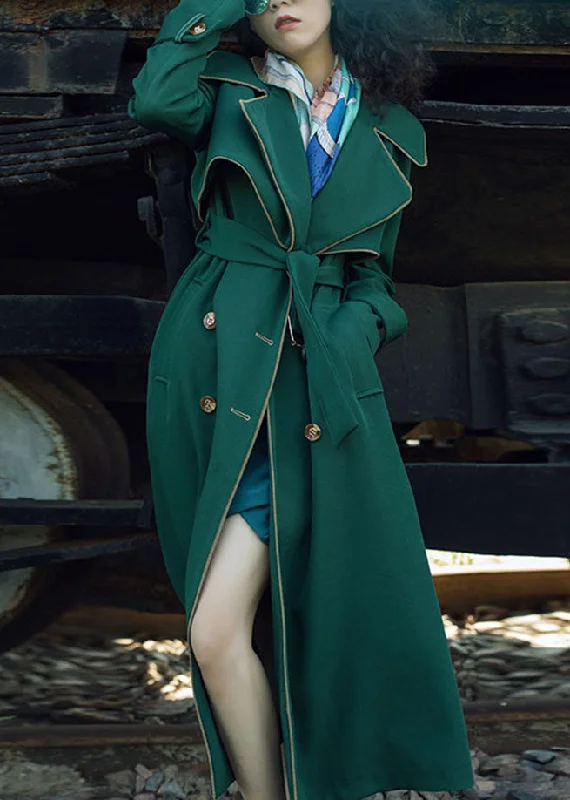 Women's cropped leather coats with silver studs for an edgy lookNatural Blackish Green Notched Patchwork Long Sashes Trench Coats Long Sleeve Women's cropped leather coats with silver studs for an edgy lookNatural Blackish Green Notched Patchwork Long Sashes Trench Coats Long Sleeve