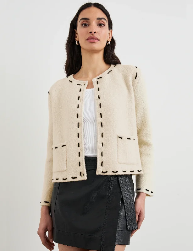 boyfriend style women cardigan for a relaxed fitJuliette Jacket, Ivory