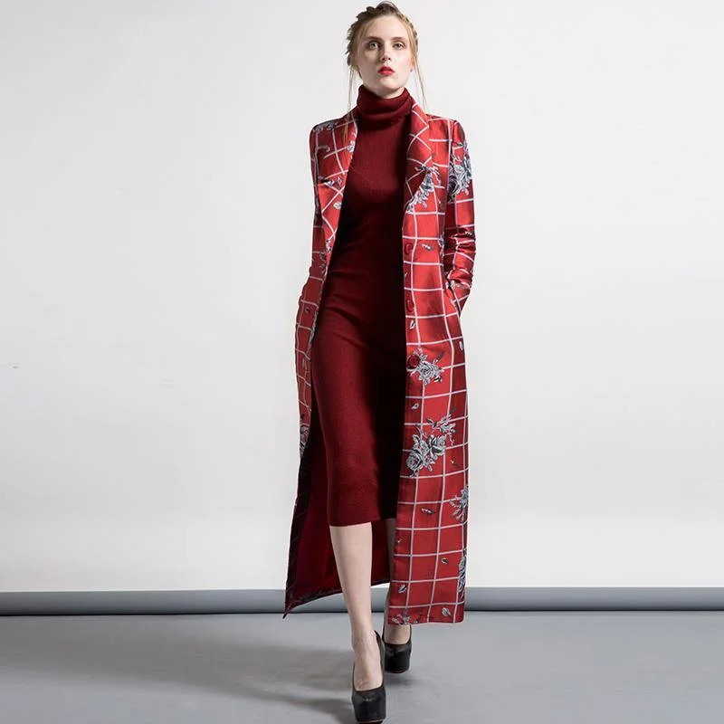 Women's waterproof parka coats with multiple pockets for practicalityred jacquard gird cotton blended trench coats tie waist lapel collar winter outfits Women's waterproof parka coats with multiple pockets for practicalityred jacquard gird cotton blended trench coats tie waist lapel collar winter outfits