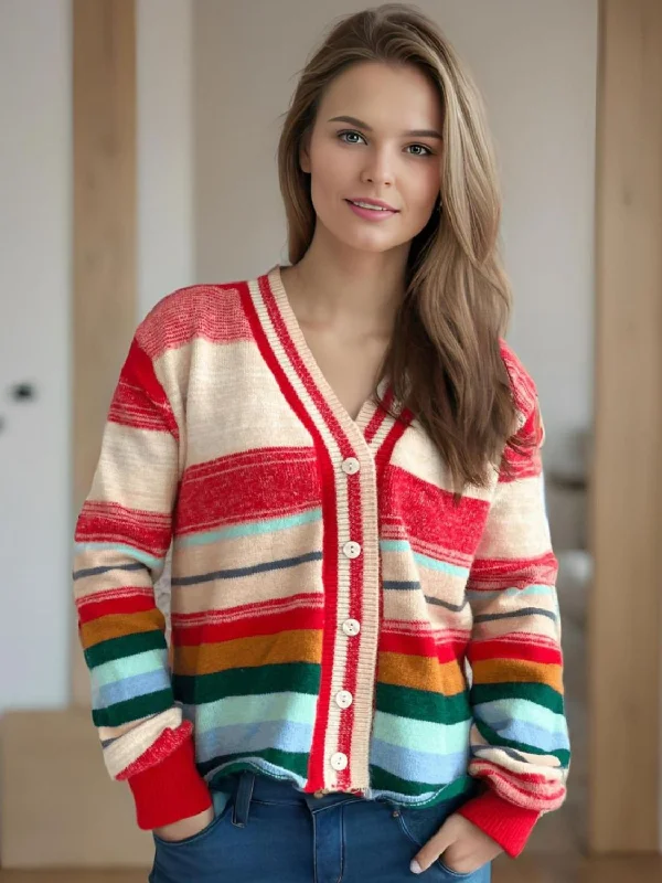 lightweight women cardigan for spring and fallStriped Button Down V-Neck Long Sleeve Cardigan lightweight women cardigan for spring and fallStriped Button Down V-Neck Long Sleeve Cardigan