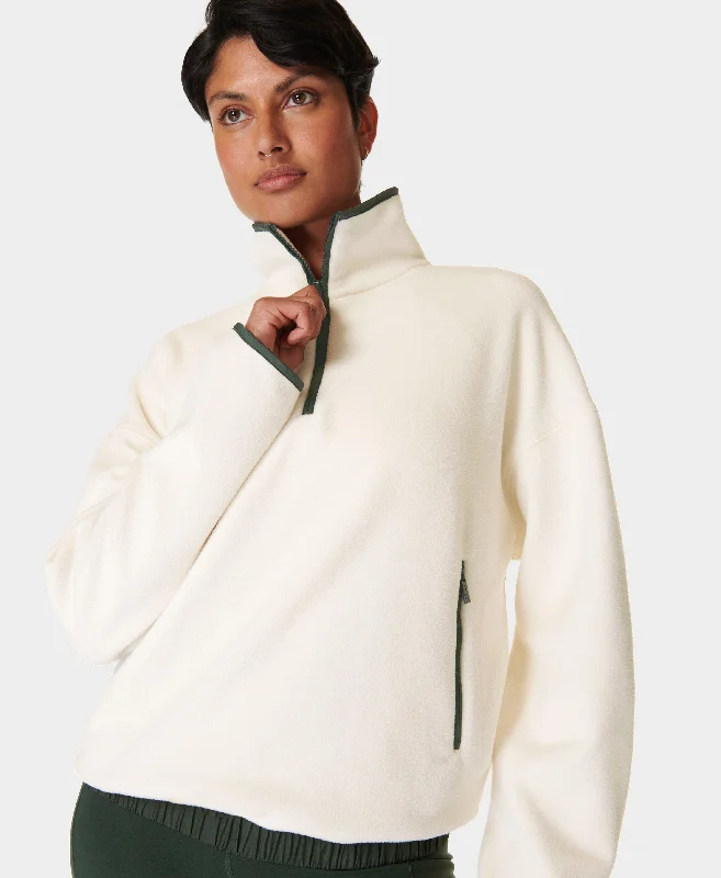 color block women cardigan with bold huesMallow Half Zip Pullover Sb9539 Studiowhite-Trekgree color block women cardigan with bold huesMallow Half Zip Pullover Sb9539 Studiowhite-Trekgree
