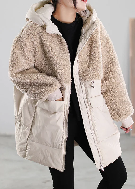 Women's waterproof parka coats with multiple pockets for practicalityWomen Beige Zip Up Patchwork Faux Fur Down Coat Winter Women's waterproof parka coats with multiple pockets for practicalityWomen Beige Zip Up Patchwork Faux Fur Down Coat Winter