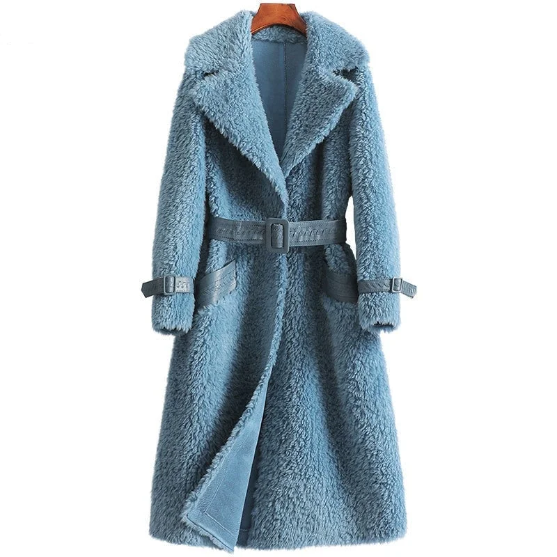 Hooded women's puffer coats in neon colors for high - visibility sportsWomen's 100% Wool Fur Grain Woven Lace-up Knitted Long Coats Hooded women's puffer coats in neon colors for high - visibility sportsWomen's 100% Wool Fur Grain Woven Lace-up Knitted Long Coats