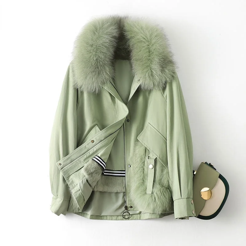 Water - resistant women's trench coats with adjustable cuffs for rainy daysWomen's Warm Winter Fashion Fox Fur Collar Rabbit Liner Fur Parkas Coats Water - resistant women's trench coats with adjustable cuffs for rainy daysWomen's Warm Winter Fashion Fox Fur Collar Rabbit Liner Fur Parkas Coats