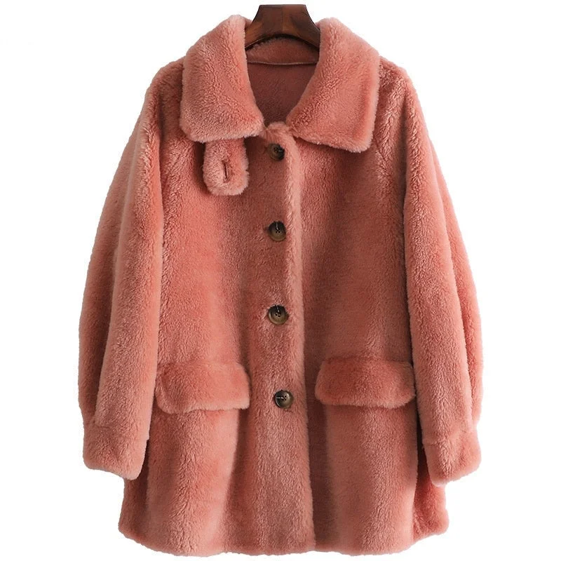 Women's pea coats with brass buttons for a nautical - inspired styleWomen's Winter 100% Wool Fur Single Breasted Wide-waisted Short Coats Women's pea coats with brass buttons for a nautical - inspired styleWomen's Winter 100% Wool Fur Single Breasted Wide-waisted Short Coats