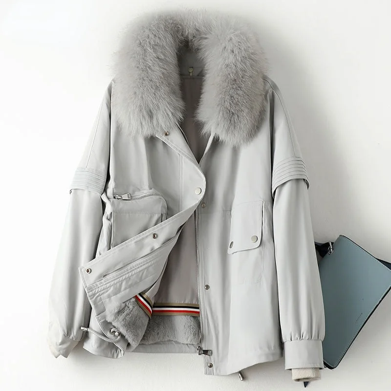 Women's faux fur coats in bright colors for a bold fashion statementWomen's Winter Fox Fur Collar Rabbit Fur Liner Detachable Thick Warm Coat Women's faux fur coats in bright colors for a bold fashion statementWomen's Winter Fox Fur Collar Rabbit Fur Liner Detachable Thick Warm Coat